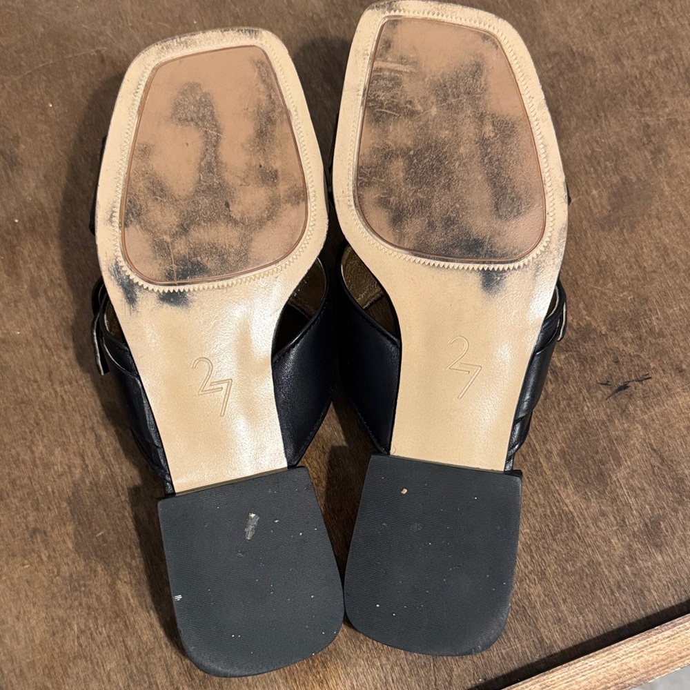 Naturalizer Black Sandals with Gold Buckle - Picture 3 of 4